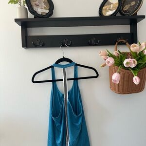 Adidas Teal Sleeveless Workout Top with Striped Back Detail